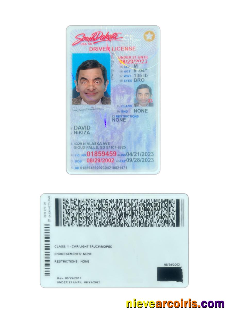 USA South Dakota driving license 2023-present
